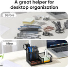 Organiseur de bureau en métal noir – 3 compartiments