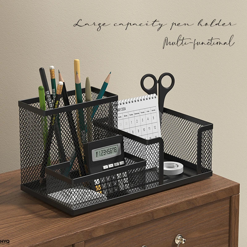 Organiseur de bureau en métal noir – 3 compartiments