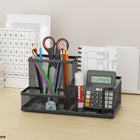 Organiseur de bureau en métal noir – 3 compartiments