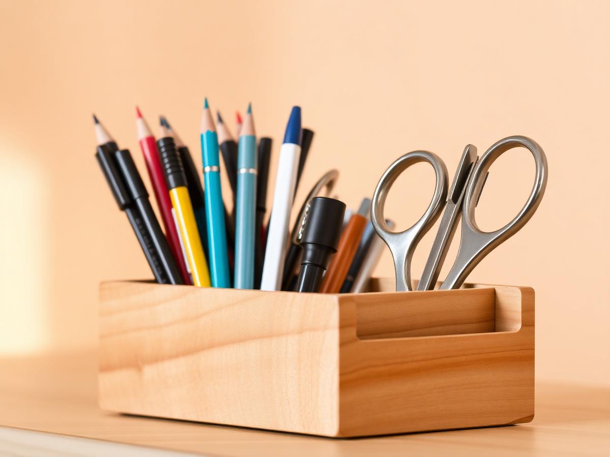 Porte-crayons multi-compartiments